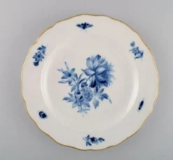 Online Pamono Antique Meissen Porcelain Plates with Hand-Painted Flowers and Gold Edge, Set of 2