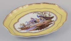 Pamono Antique Meissen Tray in Porcelain with Motif of Birds in a Park><noscript><img width=