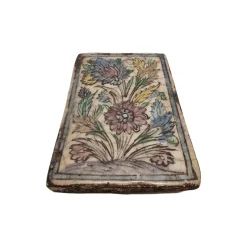 Pamono Antique Middle Eastern Majolica Tile with Flowers, 1900s><noscript><img width=