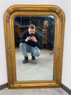 Hot Pamono Antique Mirror in Wooden Frame, 1890