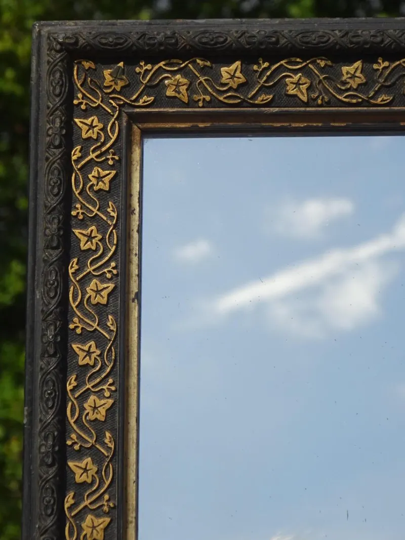 Online Pamono Antique Mirror with Black and Gold Frame, 1890s