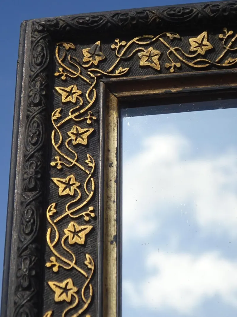 Online Pamono Antique Mirror with Black and Gold Frame, 1890s