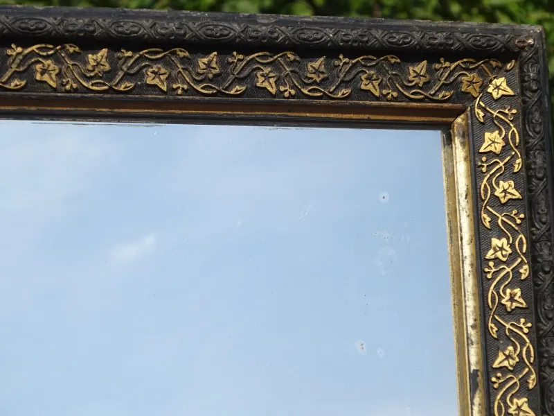 Online Pamono Antique Mirror with Black and Gold Frame, 1890s