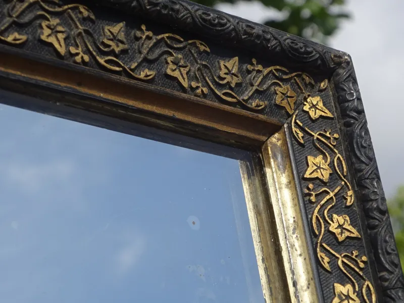 Online Pamono Antique Mirror with Black and Gold Frame, 1890s