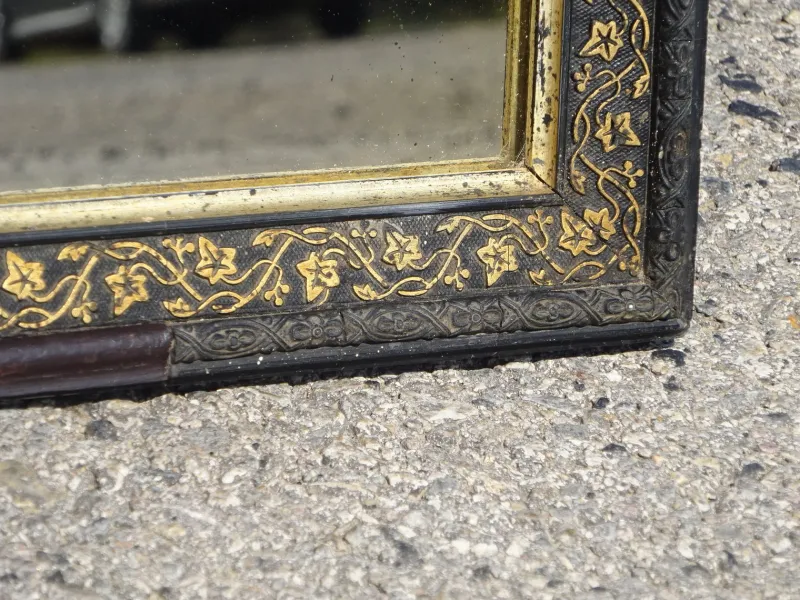 Online Pamono Antique Mirror with Black and Gold Frame, 1890s