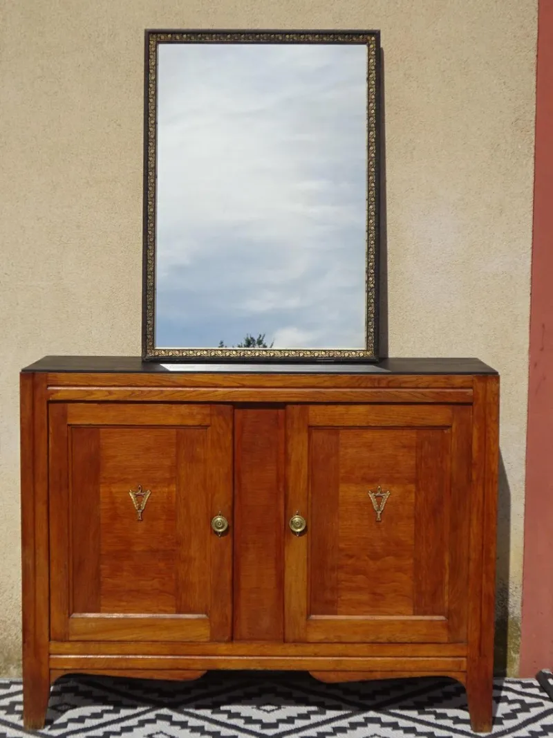 Online Pamono Antique Mirror with Black and Gold Frame, 1890s