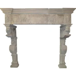 Pamono Antique Monumental Renaissance Fireplace Mantel in Stone> Fireplaces And Mantels