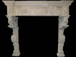 Pamono Antique Monumental Renaissance Fireplace Mantel in Stone><noscript><img width=