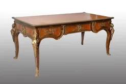 Clearance Pamono Antique Napoleon III French Exotic Wood Desk with Gilded Bronze Elements, France, 19th Century
