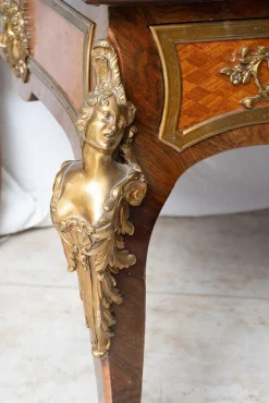 Clearance Pamono Antique Napoleon III French Exotic Wood Desk with Gilded Bronze Elements, France, 19th Century