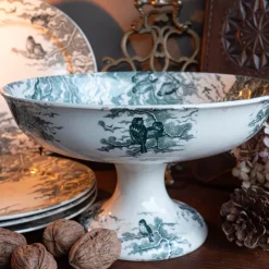 Clearance Pamono Antique Neige Cake Stand and Plates from Sarreguemines, 1900s, Set of 5
