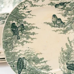 Clearance Pamono Antique Neige Cake Stand and Plates from Sarreguemines, 1900s, Set of 5