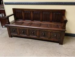 Pamono Antique Neo-Gothic Chest Bench, 1890s><noscript><img width=