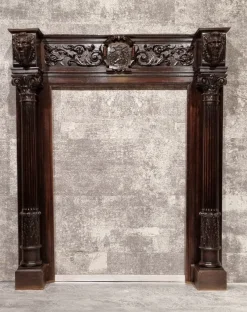 Sale Pamono Antique Neo-Renaissance Gothic Slavonian Oak Fireplace