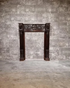 Sale Pamono Antique Neo-Renaissance Gothic Slavonian Oak Fireplace