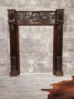 Sale Pamono Antique Neo-Renaissance Gothic Slavonian Oak Fireplace