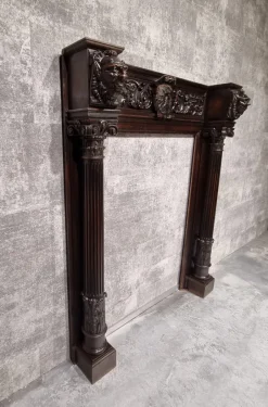 Sale Pamono Antique Neo-Renaissance Gothic Slavonian Oak Fireplace