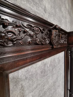 Sale Pamono Antique Neo-Renaissance Gothic Slavonian Oak Fireplace
