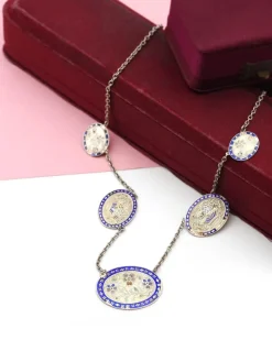 Pamono Antique Normandy Enamel Necklace><noscript><img width=