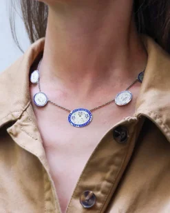 Pamono Antique Normandy Enamel Necklace><noscript><img width=