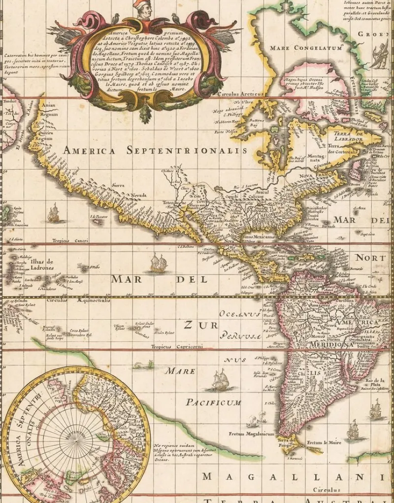 Pamono Antique Nova Totius Terrarum Orbis Geographica ac Hydrographica Tabula Claes Map by Janszoon Visscher, 1652> Wall Decor