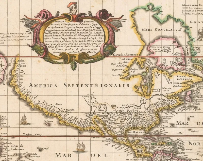 Pamono Antique Nova Totius Terrarum Orbis Geographica ac Hydrographica Tabula Claes Map by Janszoon Visscher, 1652> Wall Decor