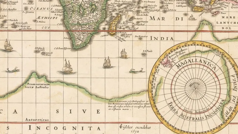Pamono Antique Nova Totius Terrarum Orbis Geographica ac Hydrographica Tabula Claes Map by Janszoon Visscher, 1652> Wall Decor