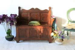 Pamono Antique Oak Bench With Storage