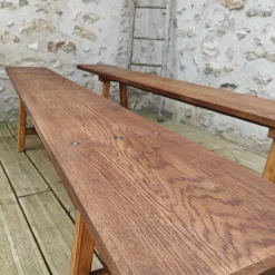Pamono Antique Oak Benches, 1960s, Set of 2><noscript><img width=