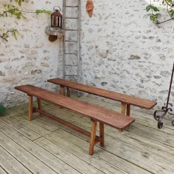Pamono Antique Oak Benches, 1960s, Set of 2><noscript><img width=