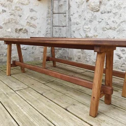 Pamono Antique Oak Benches, 1960s, Set of 2><noscript><img width=