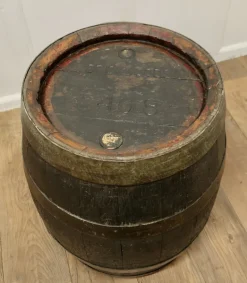 Pamono Antique Oak Brewery Barrel, Table, Log Bin or Christmas Tree , 1890s><noscript><img width=