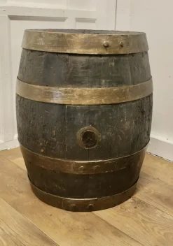 Pamono Antique Oak Brewery Barrel, Table, Log Bin or Christmas Tree , 1890s><noscript><img width=