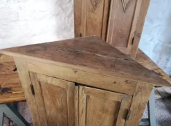 New Pamono Antique Oak Corner Cabinets, 1890, Set of 2