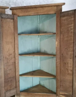 New Pamono Antique Oak Corner Cabinets, 1890, Set of 2