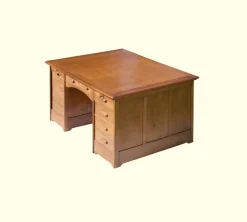 Pamono Antique Oak Desk with Two Workstations, 1890s> Desks