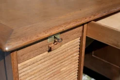 Pamono Antique Oak Desk with Two Workstations, 1890s><noscript><img width=