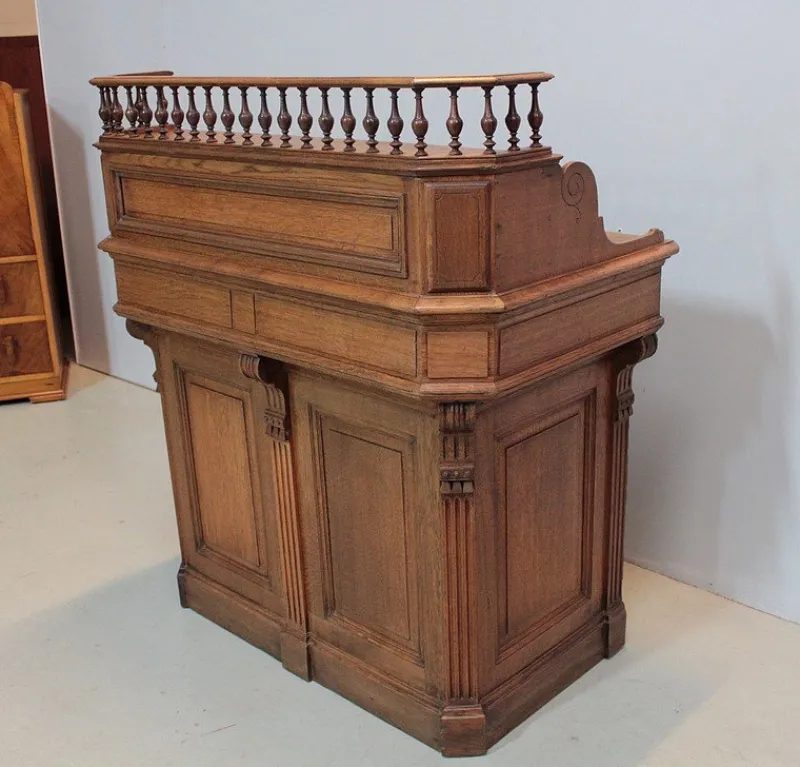 Pamono Antique Oak Old Checkout Counter> Worktables & Workbenches