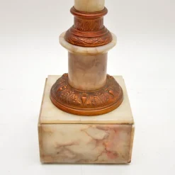 Pamono Antique Onyx and Brass Column, 1910s><noscript><img width=