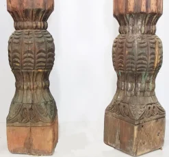 Pamono Antique Orient Hand-Carved Wooden Pillar Column, Swat Valley Pakistan, 1890s><noscript><img width=