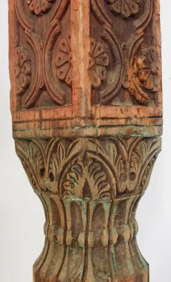 Pamono Antique Orient Hand-Carved Wooden Pillar Column, Swat Valley Pakistan, 1890s><noscript><img width=