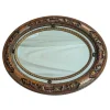 Pamono Antique Oval Mirror with Carved Wood Frame> Mirrors