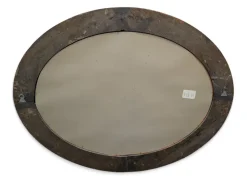 Pamono Antique Oval Mirror with Carved Wood Frame><noscript><img width=