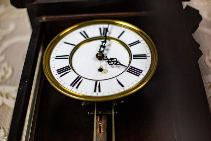 Pamono Antique Pendulum Wall Clock, 1890s> Clocks