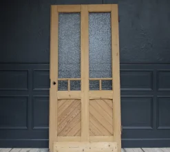 Pamono Antique Pine Door with Glass, 1890s><noscript><img width=