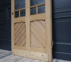 Pamono Antique Pine Door with Glass, 1890s><noscript><img width=