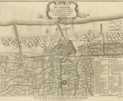 Pamono Antique Plan of Dunkirk by Basire, 1785> Wall Decor