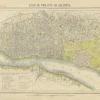 Pamono Antique Plan of the City of Calcutta India by Letts, 1883> Wall Decor