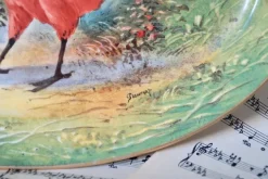 Pamono Antique Porcelain Hand-Painted Oval Serving Dish with Hunting Birds from Limoges><noscript><img width=