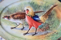 Pamono Antique Porcelain Hand-Painted Oval Serving Dish with Hunting Birds from Limoges><noscript><img width=
